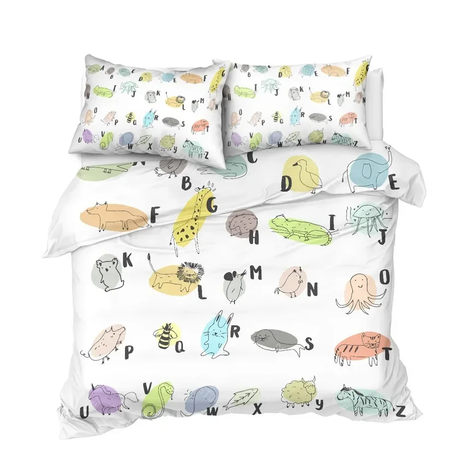 2026 BeddingOutlet Alphabet Duvet Cover Set Letters Russian Quilt Cover For Teens Kids Bedding Set Cartoon Animal Planet Bedspre