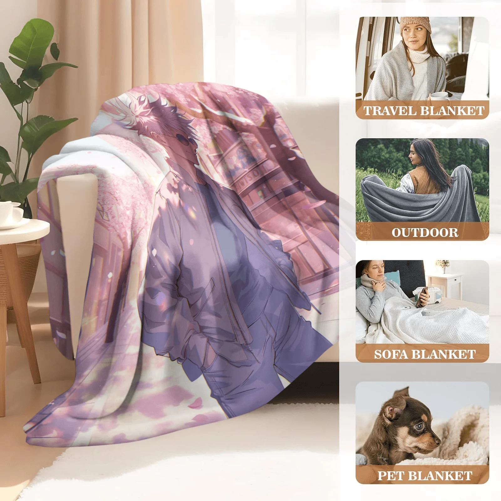 Double-Sided Flannel Cartoon Blanket - Non-Shedding Comfortable Couch Throw Gift