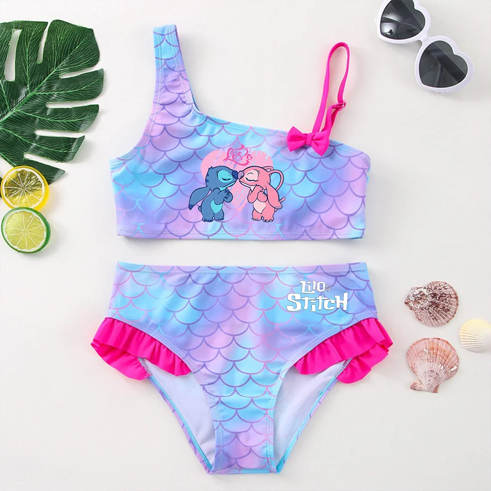 Lilo Stitch Girls Tankini Swimsuits Summer Beach wear Children Kids Wear Bathing Suits Two-pieces Bikini Dresses Fashion