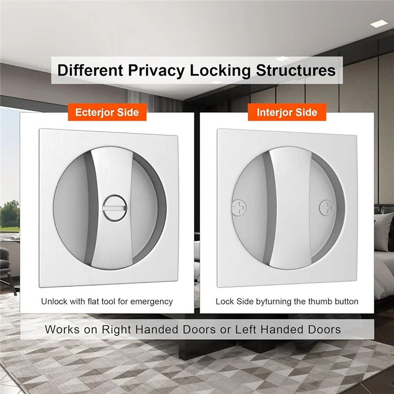 

A41T Pocket Door Lock Flush Pocket Door Latch Pocket Door Lock For Bed/Bath Contemporary Privacy Square Pocket Door Hardware