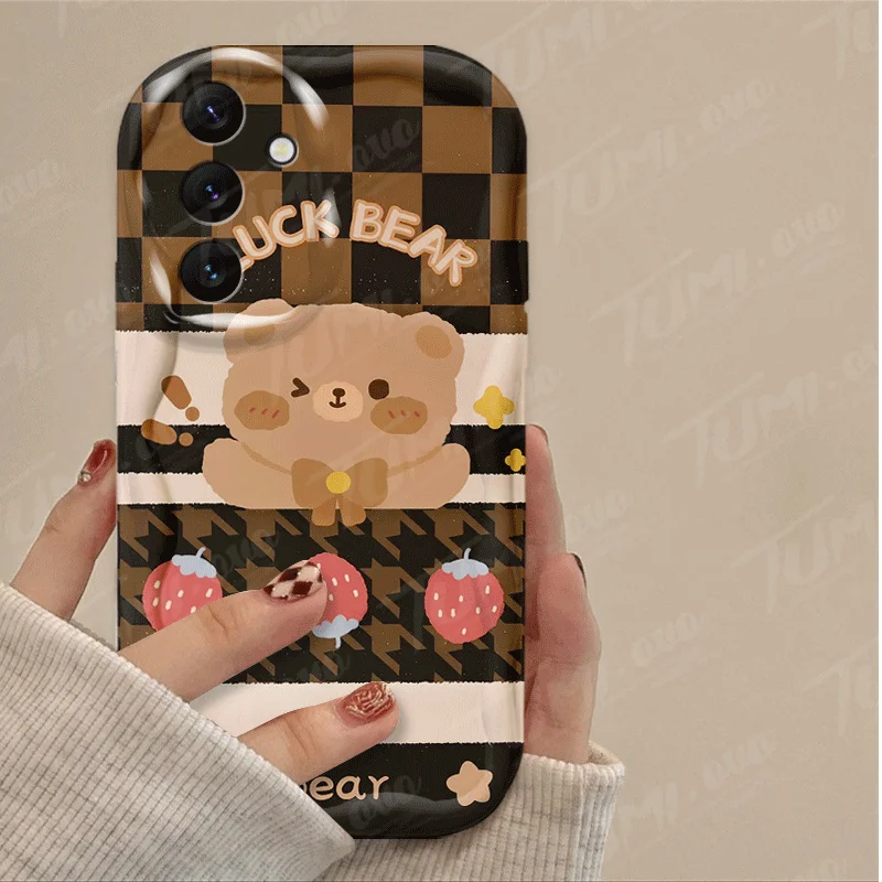 Lovely Coffee Bear Silicone Phone Case For Samsung Galaxy A52 A32 A52S A72 A12 A22 A11 A21S A31 A51 A71 A20 A30 A50 Back Cover image 4