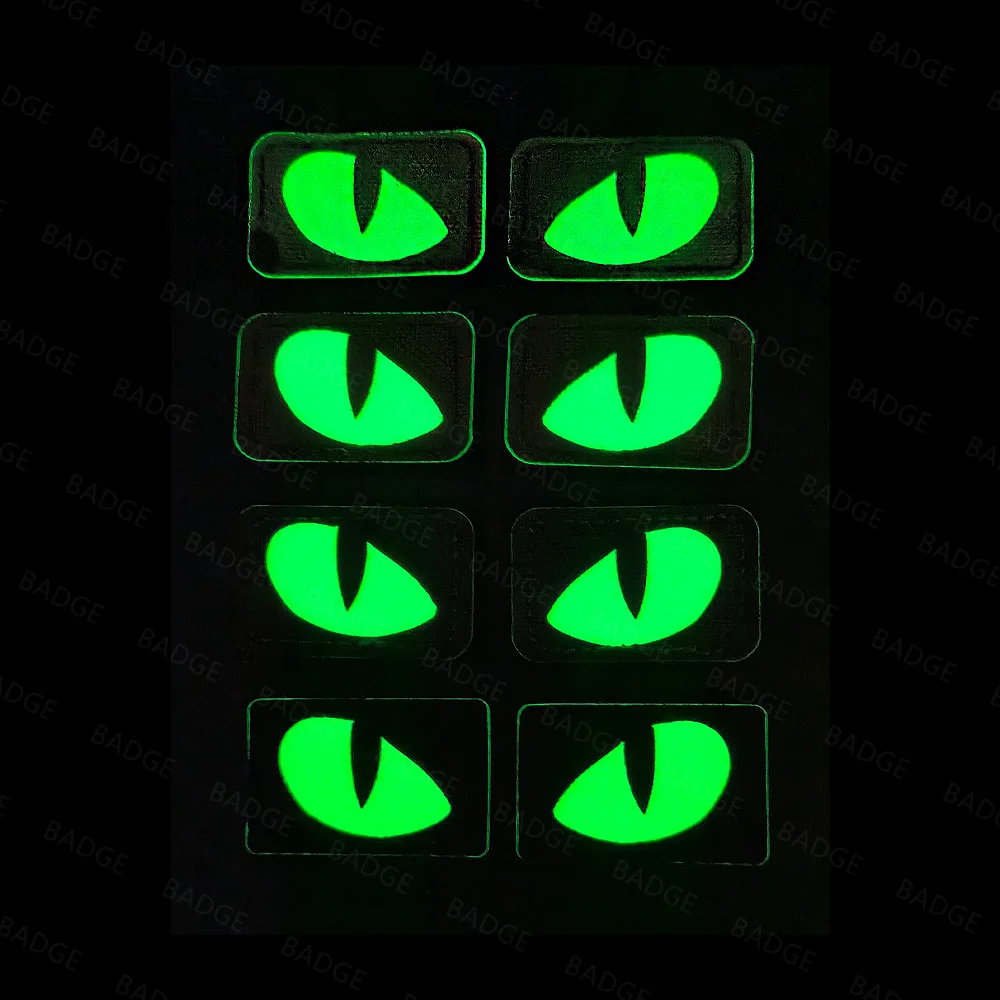 Cat Eye Patches Luminous Devil\'s Face Tactical Combat Badge Reflective Cat Emblem Tags Backpacks, Clothing, Hat Decorations