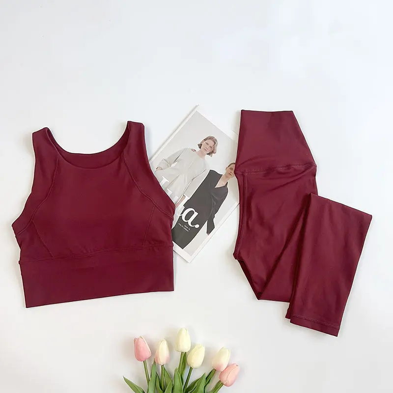 طقم يوجا نسائي عالي المرونة مكون من قطعتين مع حمالة صدر رياضية وسراويل ضيقة عالية التمدد مع بدلة رياضية نسائية كوستر #1