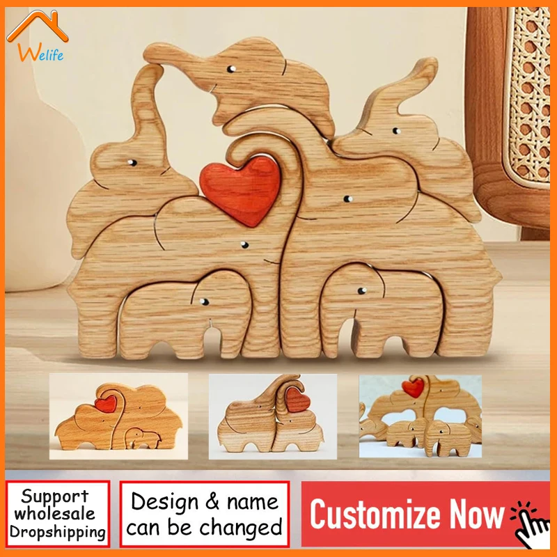 

Engraved Wooden Love Puzzle Elephants Brithday Gifts for Wife Husband Girlfriend Boyfriend Personalized Valentine's Day Gift