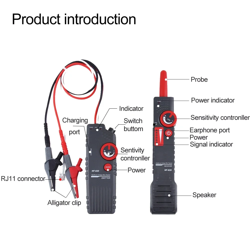 2m underground cable fault pinpoint locator high low voltage electric wire tracker cable tester