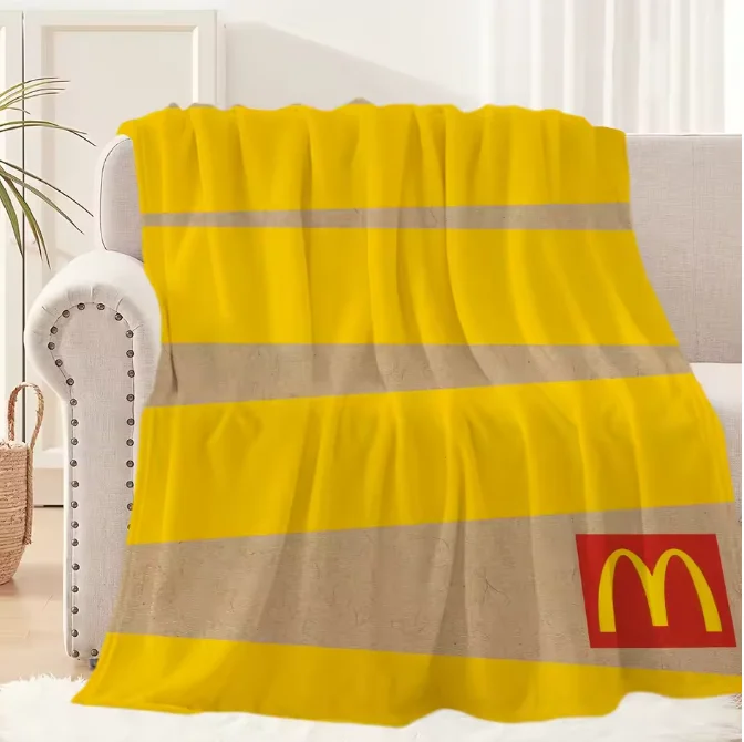 Fashion Cute M-Mcdonalds Logo Funny Blanket Plush Nap Sofa rug for Living Room Office Bedroom Birthday Home Travel Kid Gifts