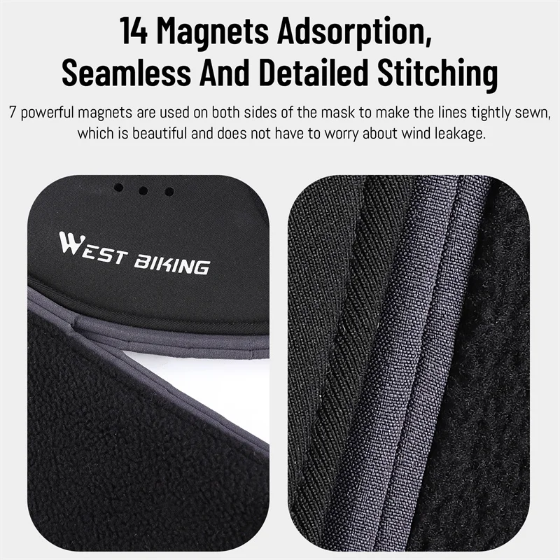 WEST BIKING Magnetic Winter Sport Balaclava Quick Open Close Breathable Bike Cycling Face Cover Ski Tactical Soldier Cap Hat