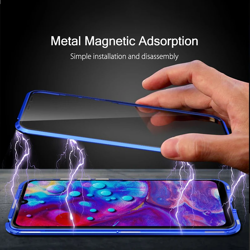 360 Metal Cover For Huawei Mate 20X Magnetic Adsorption Case For Huawei Mate20X Flip Glass Coque Mate20 X Huawei Mate 20X Funda