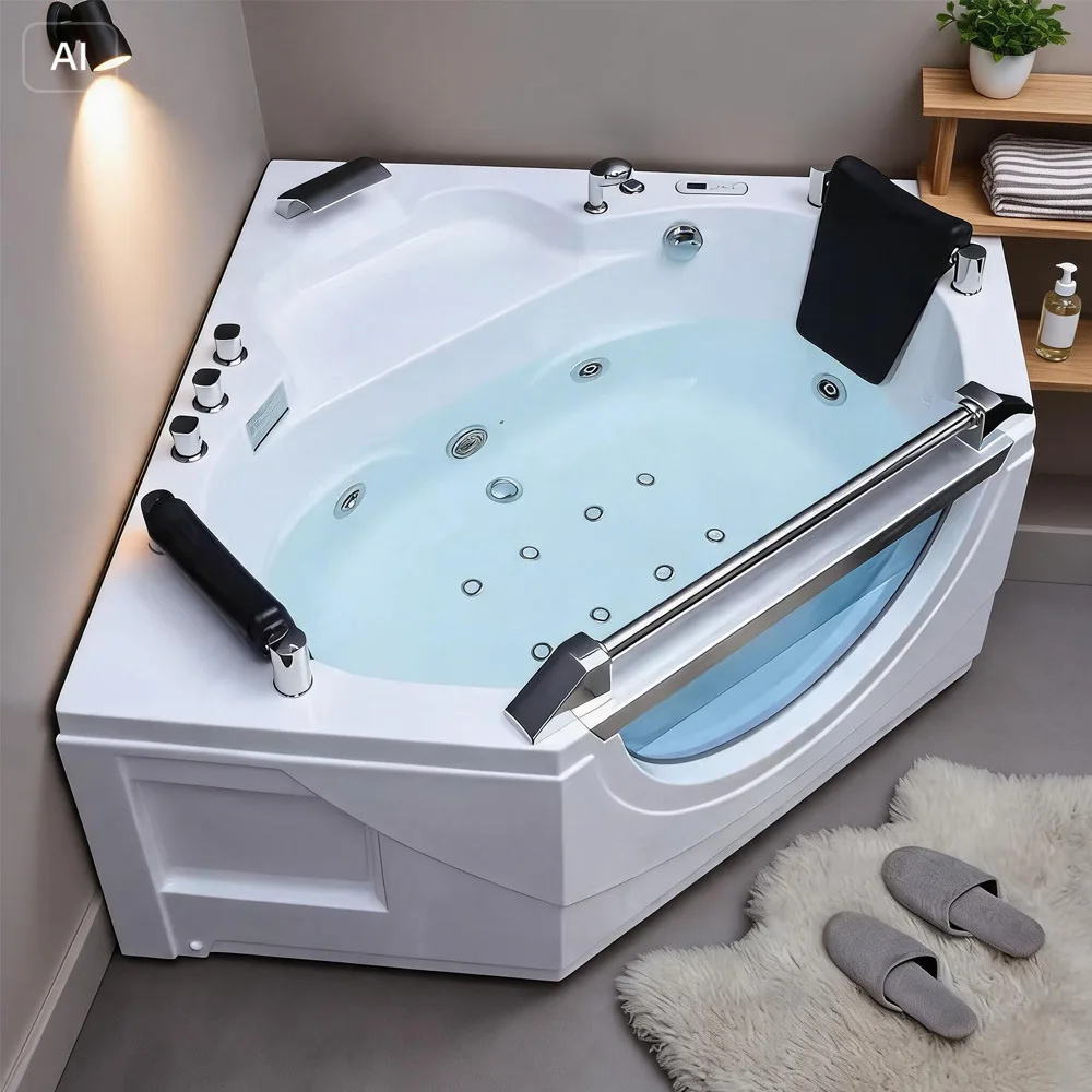 Diamond-shaped triangle tub double bath bath, glass transparent