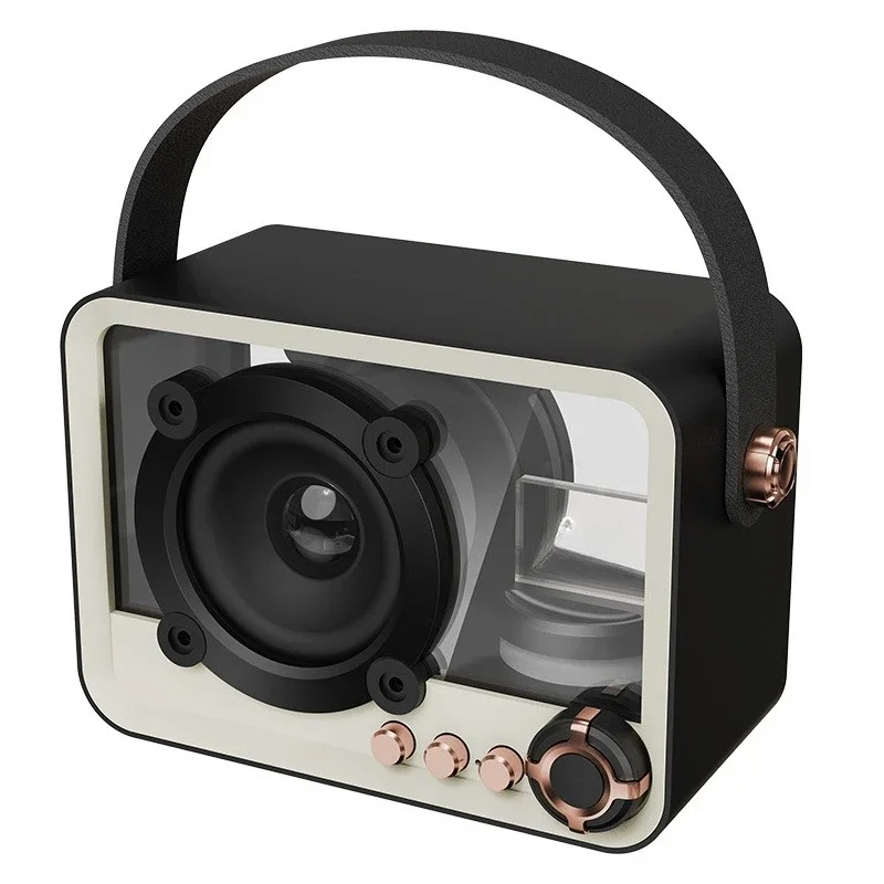 

Black crystal bluetooth speaker retro card TF stereo mobile phone laptop speaker retro punk