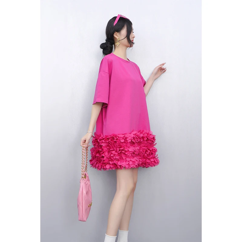 2025 ฤดูใบไม้ผลิใหม่Elegant O-คอหลวมเสื้อยืดสั้นเค้กผู้หญิงแฟชั่นแขนสั้นสุภาพสตรีขายส่งJ906