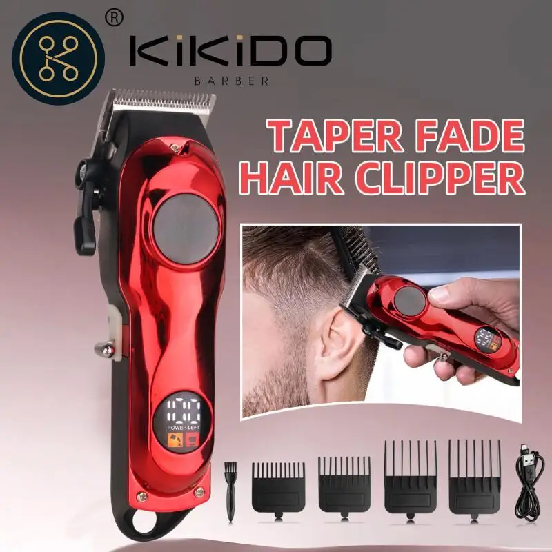 ماكينة قص الشعر الاحترافية الجديدة من KIKIDO للرجال، شاشة رقمية قابلة لإعادة الشحن، ماكينة تشذيب الشعر الكهربائية المحمولة لقص الشعر العائلي #1