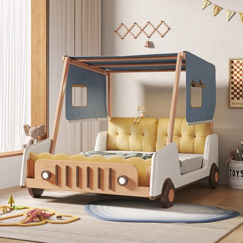 

Car boy solid wood children's fence boy bed children's room tree house bed