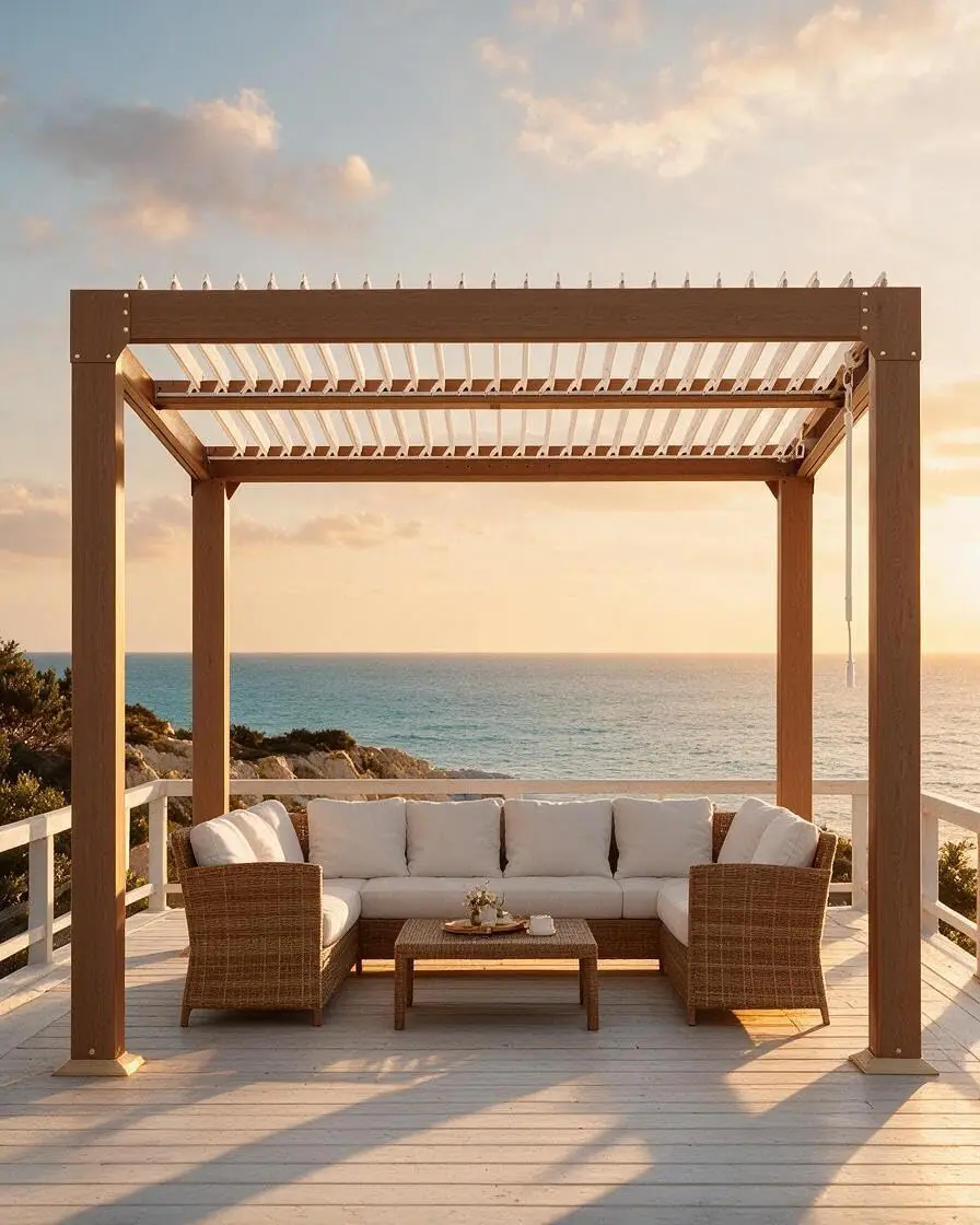 Louvered Pergola 10 ft x10', Outdoor Pergola with Adjustable Louvered Roof, Reinforced Aluminum Frame, Integrated, Customized