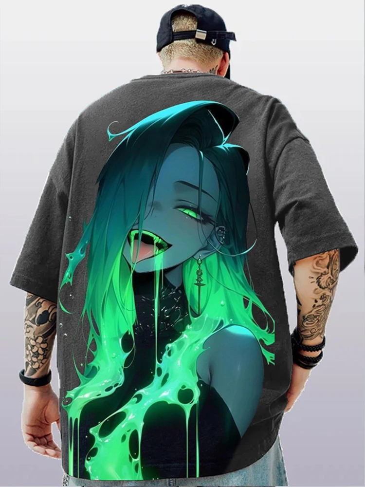 2024 Summer Fashion T-shirts Men Women Unisex Oversize Anime Character Japanese Style Streetwear Super Cool Couple T-shirts