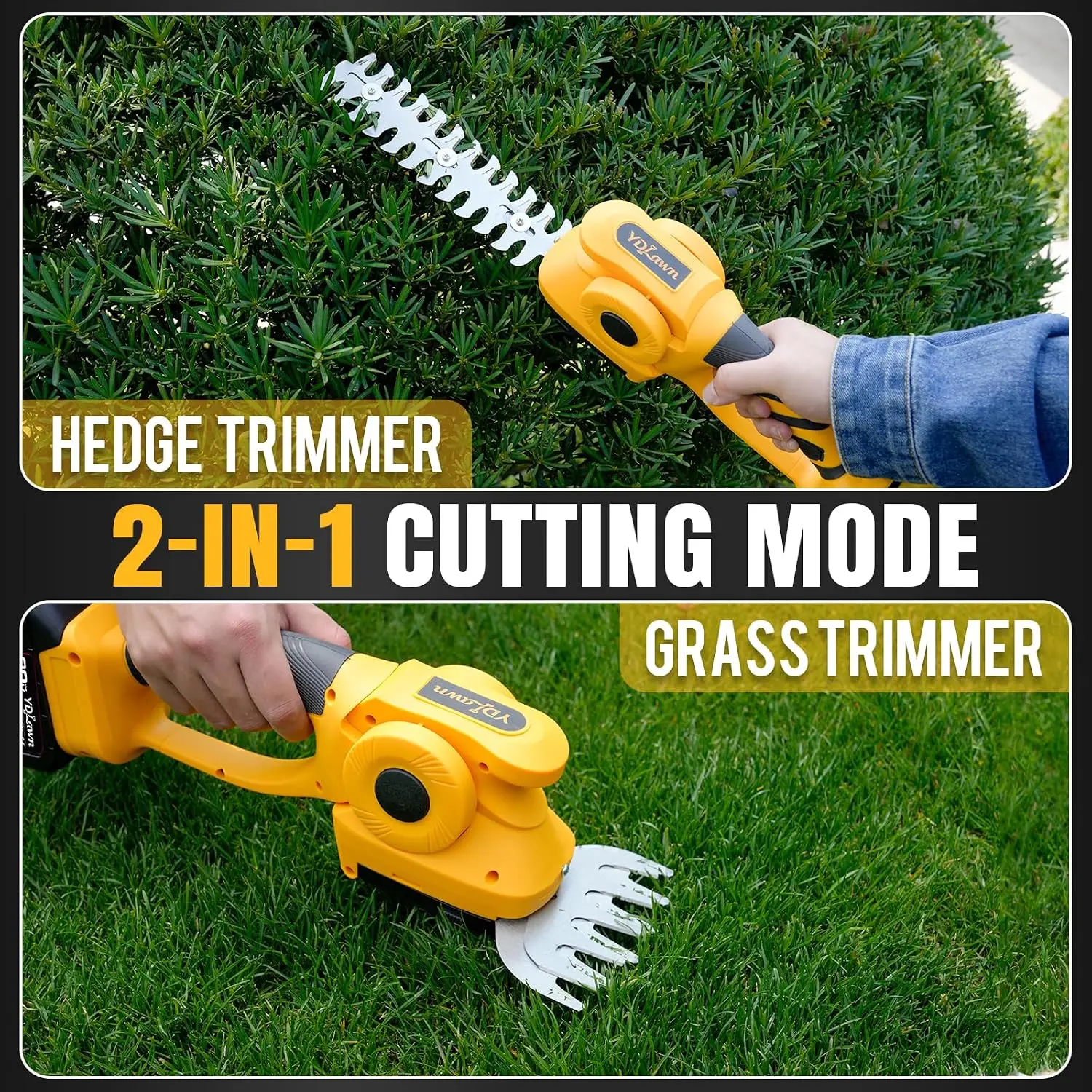2-in-1 20V Grass Shear and Pole Hedge Trimmer, 14 ft, Two 4Ah Batteries Included