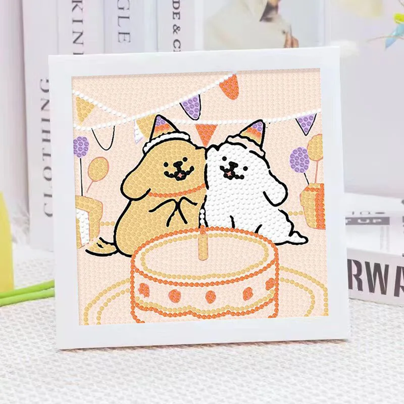 Cartoon Line Puppy Crystal Diamond Frame Decorative Painting 5D DIY Cross Embroidery Kit Cute Puppy Birthday Gift - view 2