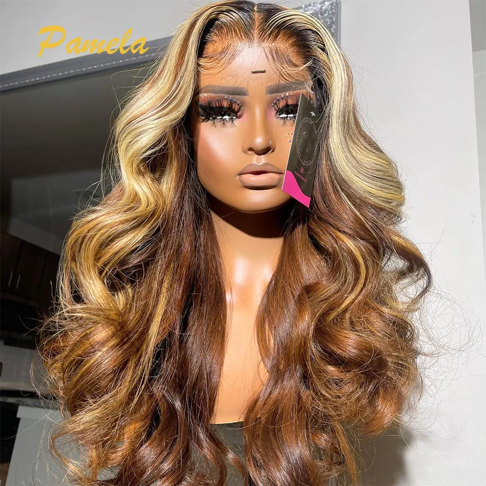 

Ombre 27/30 Colored Human Hair Glueless Wig Preplucked Ready To Go Blonde Body Wave 13x6 Transparent Lace Frontal Human Hair Wig