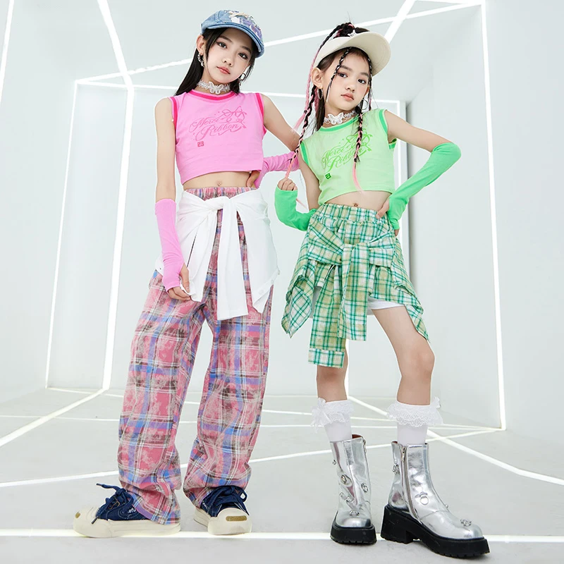 

Cheerleading Group Jazz Dance Costume Girls K-pop Outfit Kids Cool Hip Hop Clothing Children'S Performance Street Suits XS9737