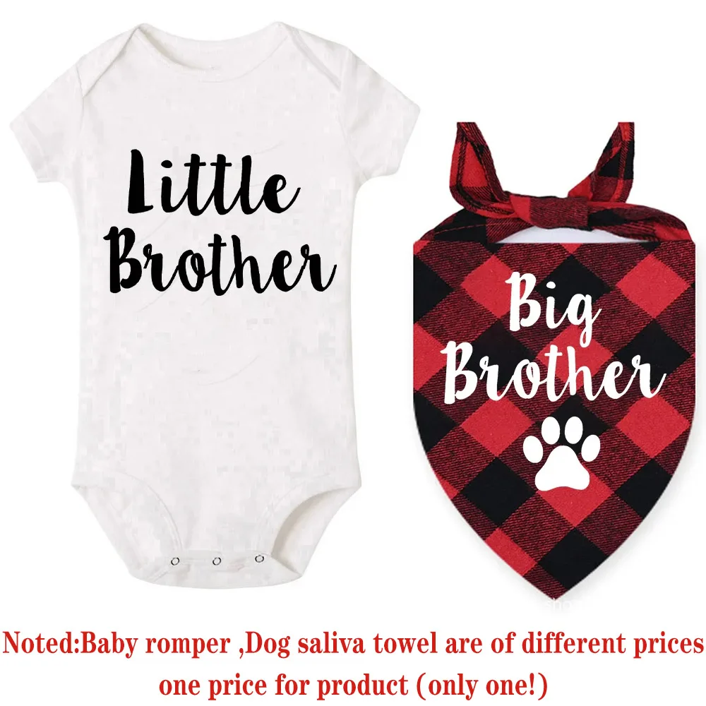 Big Brother / Sister Dog Bandana Little Baby body Matching outfit Infant gravidanza annuncio presente regalo per bambini e cani