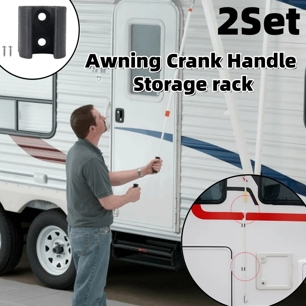 

2Set Awning Crank Handle Storage Bracket For Camper Caravan Motorhome Van Trailer Camping Sunshade Pole Holder Clip Mount