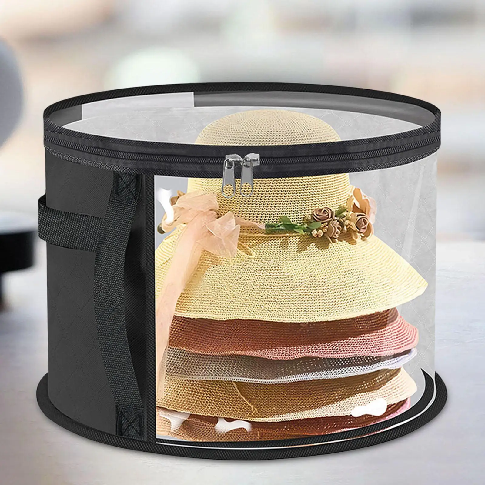 Hat Storage Bag with Zipper Travel Box Cap Organizer for Clothes Bucket Hats Sunhat