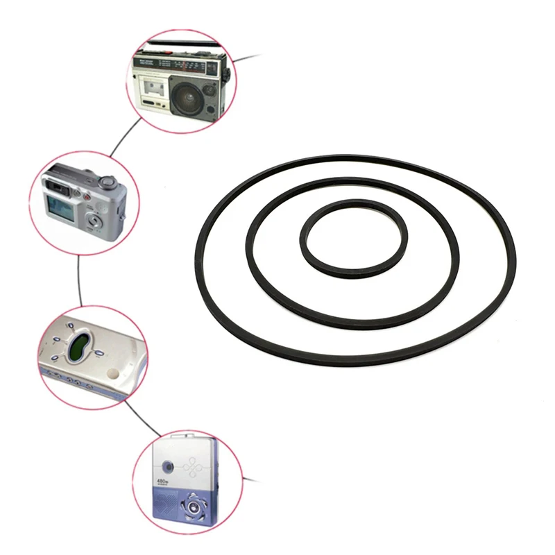 Correa de transmisión cuadrada de goma, repetidor de cubierta para grabadora de Cassette, Audio, CD, DVD, longitud de plegado de 1,2-155mm, 1 unidad