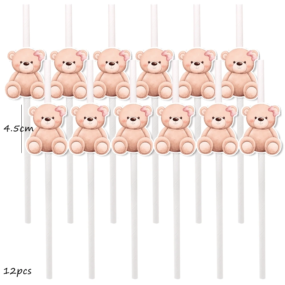 Cartoon Bear Cake Toppers Paper Cupcake Decoration Kids Bear Birthday Baby Shower Party Decorations DIY Gifts Wrapping Supply