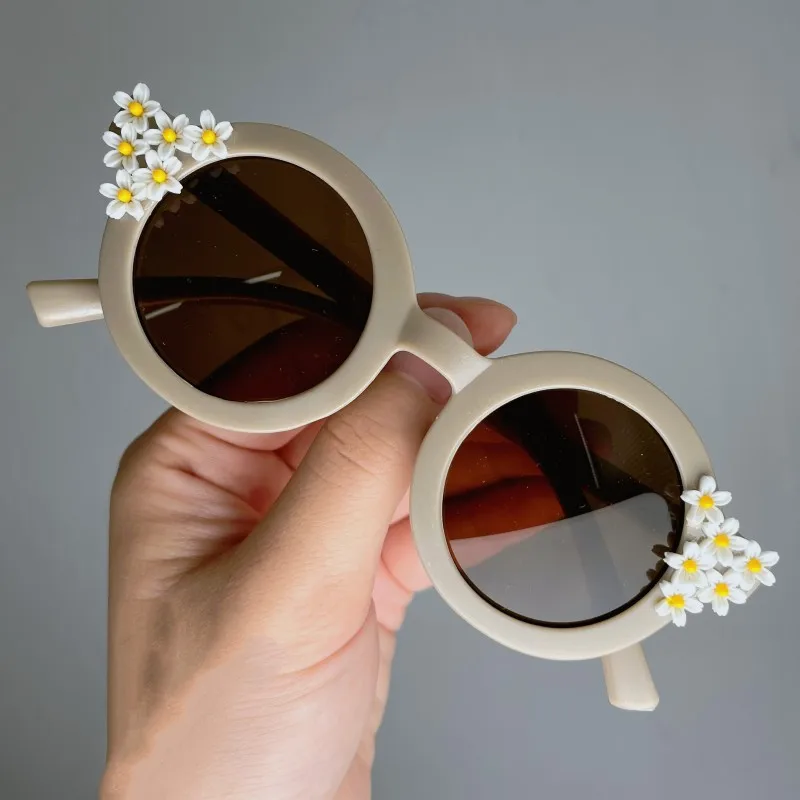 Children Cute Flower Sunglasses Kids Trendy Round Shape Daisy Sun Glasses Boys Girls Outdoor Sunproof UV Protection Eyewear