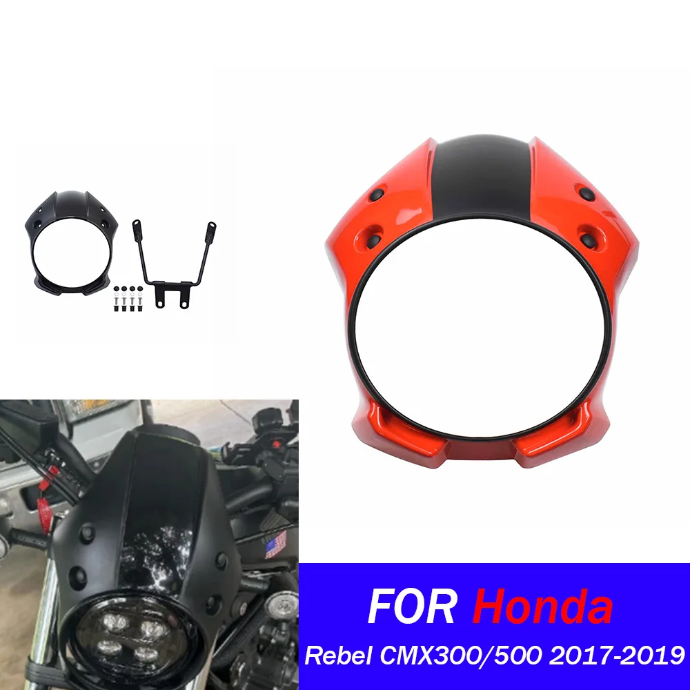 

For CMX500 CMX300 Headlight Fairing Cowl Mask For Honda Rebel CMX300 500 2017-2019 Motorcycle Front Windscreen Cover Protector