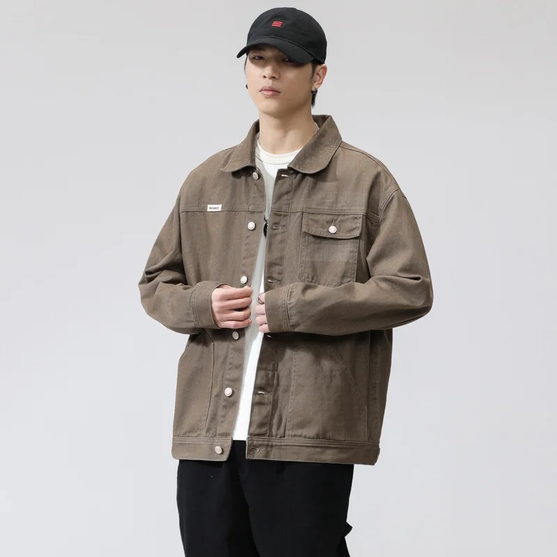 Men's Cotton Lapel Coat Vintage Style Stylish Cargo Jacket Upscale Casual Denim Jacket Spring