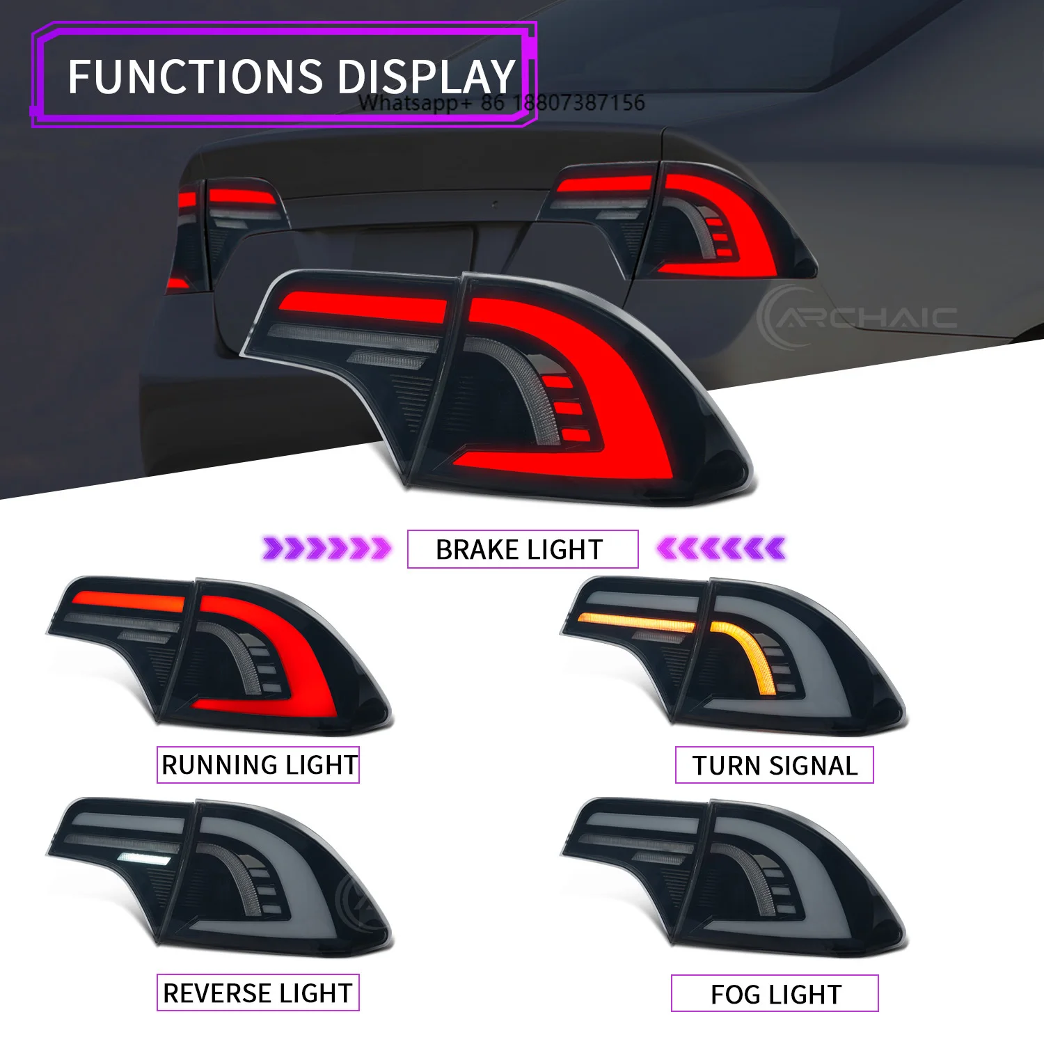 

New 8th Gen for for FD1 FD2 FD3 Type R 2006-2011 Full LED Rear Tail Light with Sequential Turn Signal Clear Lens