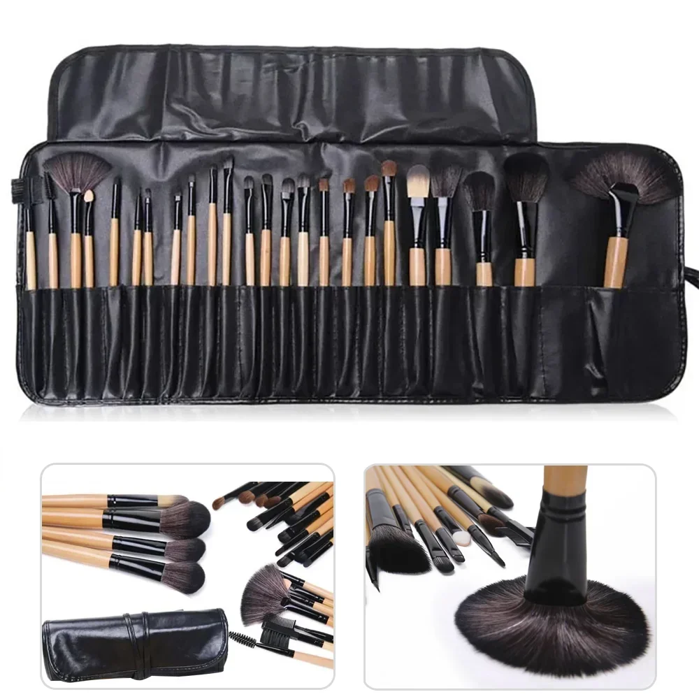 Sac cadeau de 24 pièces, ensembles de pinceaux de maquillage, pinceaux cosmétiques professionnels, poudre à sourcils, fond de teint, ombres, outils de maquillage