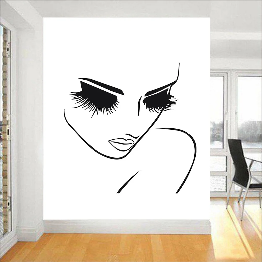 

Hair Beauty Salon Decal Vinyl Sticker Woman Long Lashes Closeup Makeup Art Home Decor Window Decals Bedroom Living Room Murals