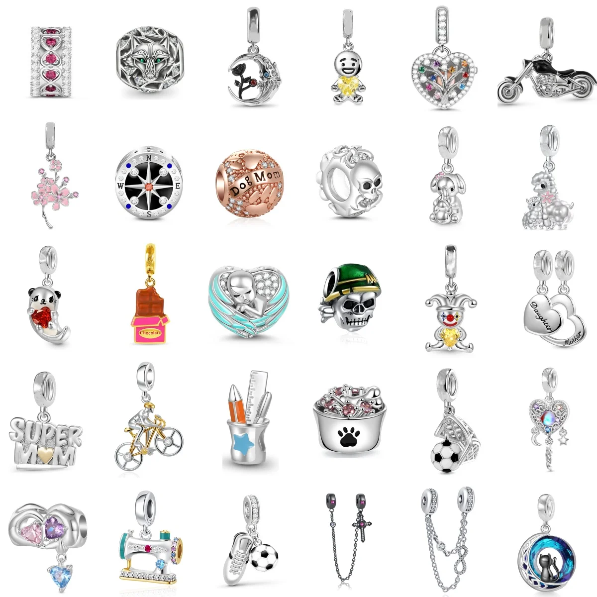 

2026 Оригинальный стерлингового серебра 925 пробы, лапа велосипеда, кошка, вишня, футбол, подвеска, подходит для браслета, ожерелья, изысканное изготовление ювелирных изделий своими руками