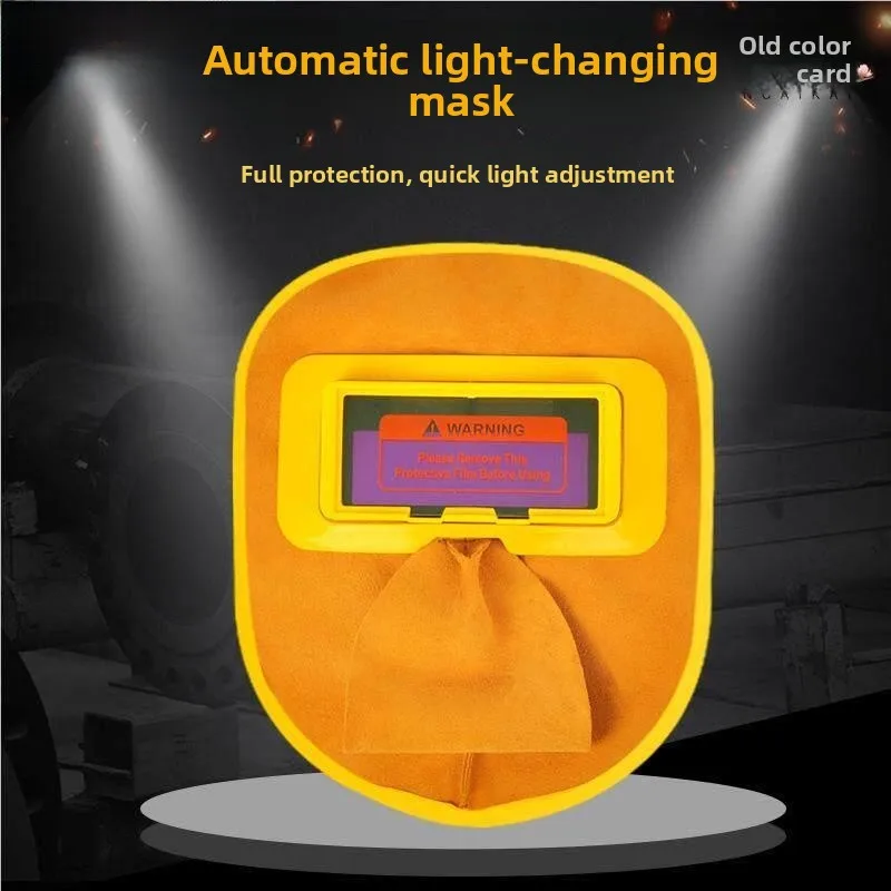 

Leather Welding Helmet Automatic Light Change Welder Special Glasses Argon Arc Welding Two-Pass Welding Face Protection Mask