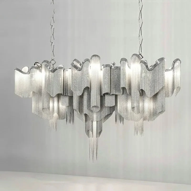Stream Tassel Project Light Catena in alluminio Lampadario in metallo in alluminio fatto a mano vintage per soggiorno