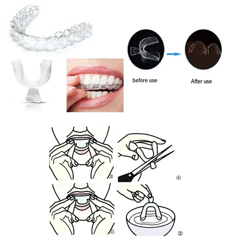 2 قطعة الحرس الليلي الشفاف لطحن الأسنان صريف الأسنان حماية النوم العلوي السفلي صواني الفم تبييض #5