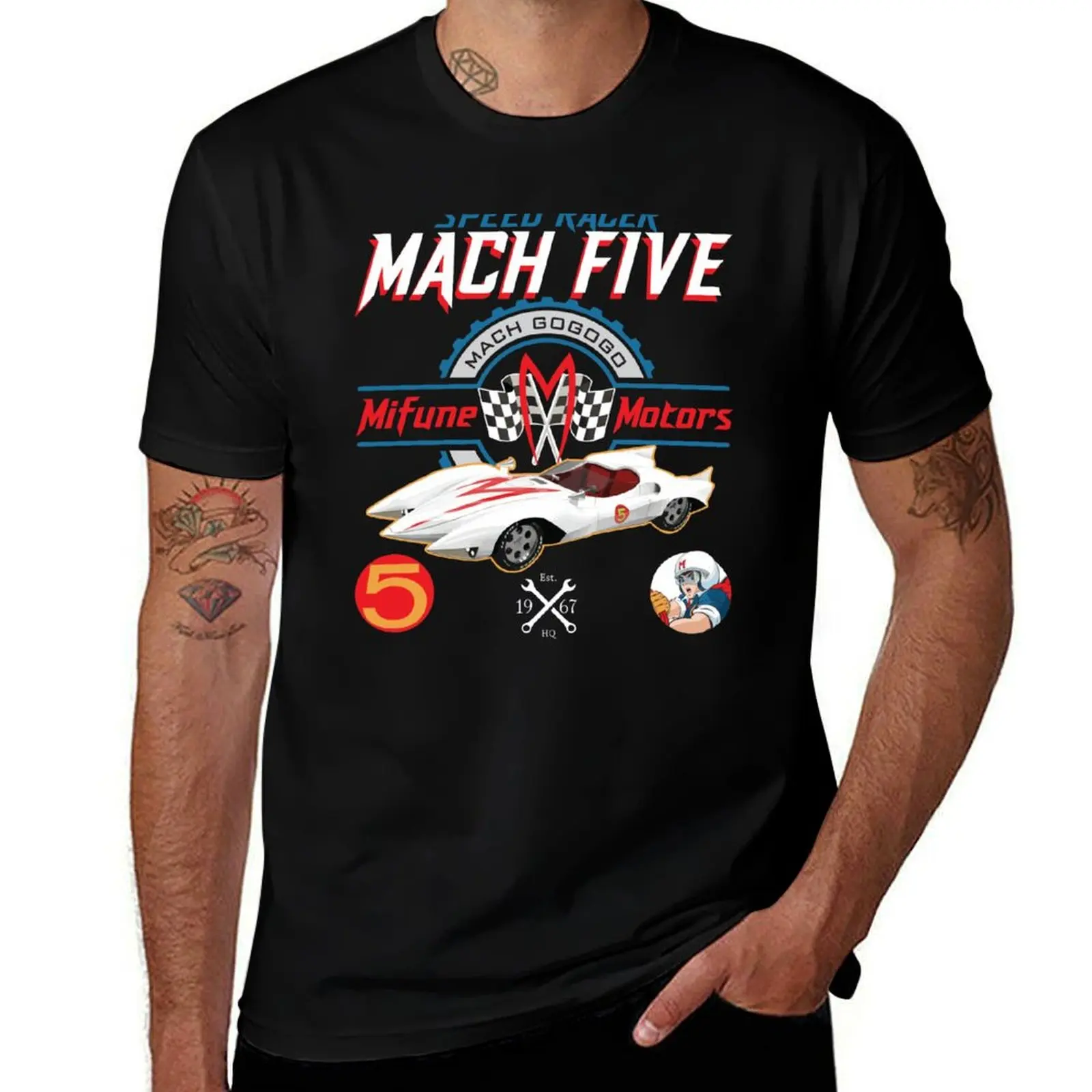 

Speed Racer Mach 5 Mifune Motors T-Shirt man t shirt cotton high quality printed t shirts for man T-Shirt