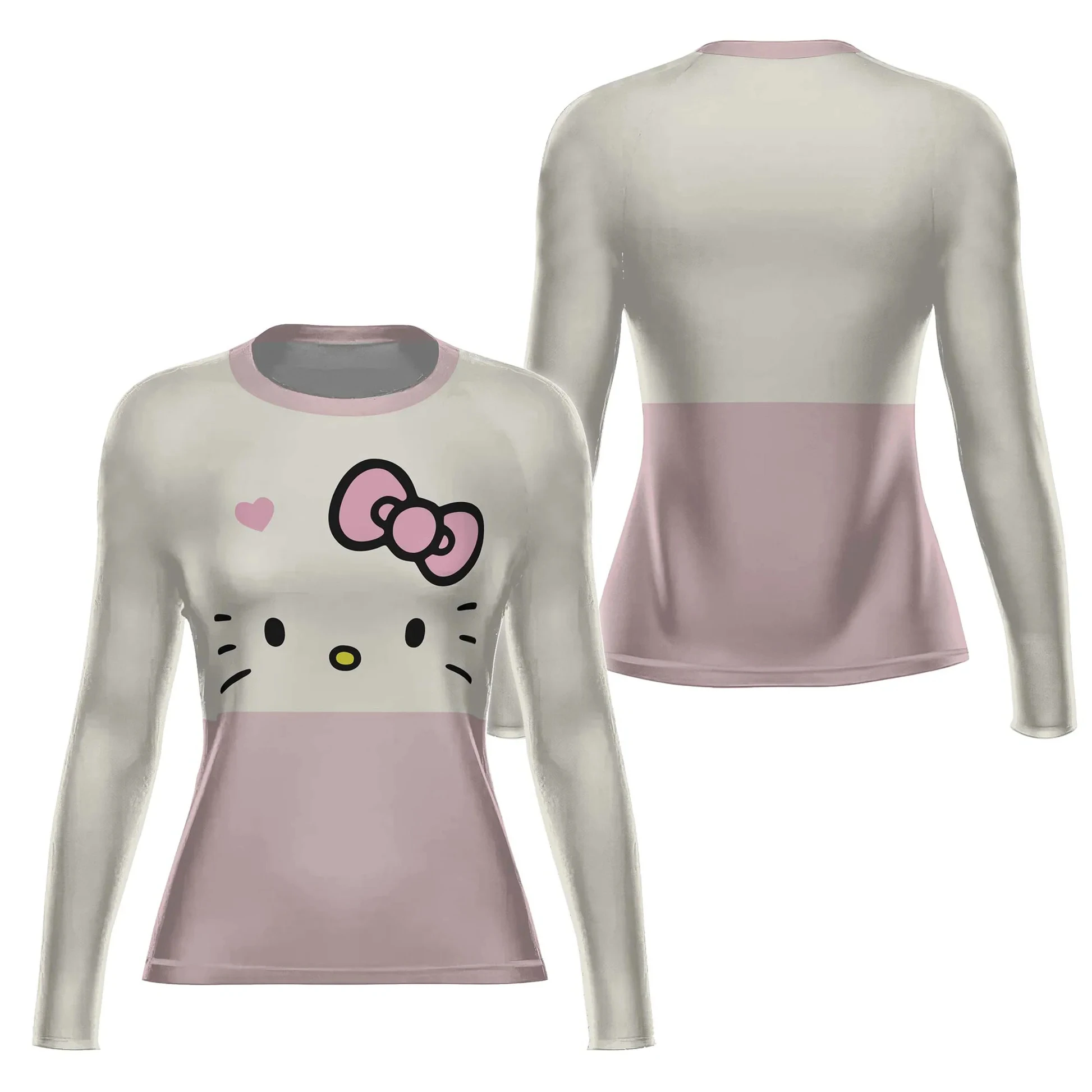 Luta fitness roupas de secagem rápida olá kitty homens e mulheres adultos e crianças podem usar base manga curta manga longa