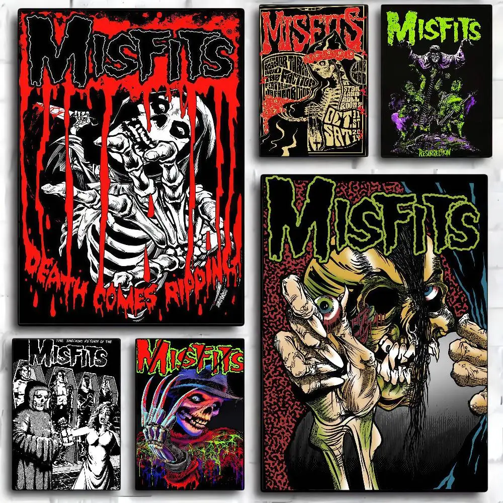 Misfits Hot Poster Horror Punk Rock Music DIY Sticky Poster Fancy Wall Sticker For Living Room Bar Decoration Wall Decor