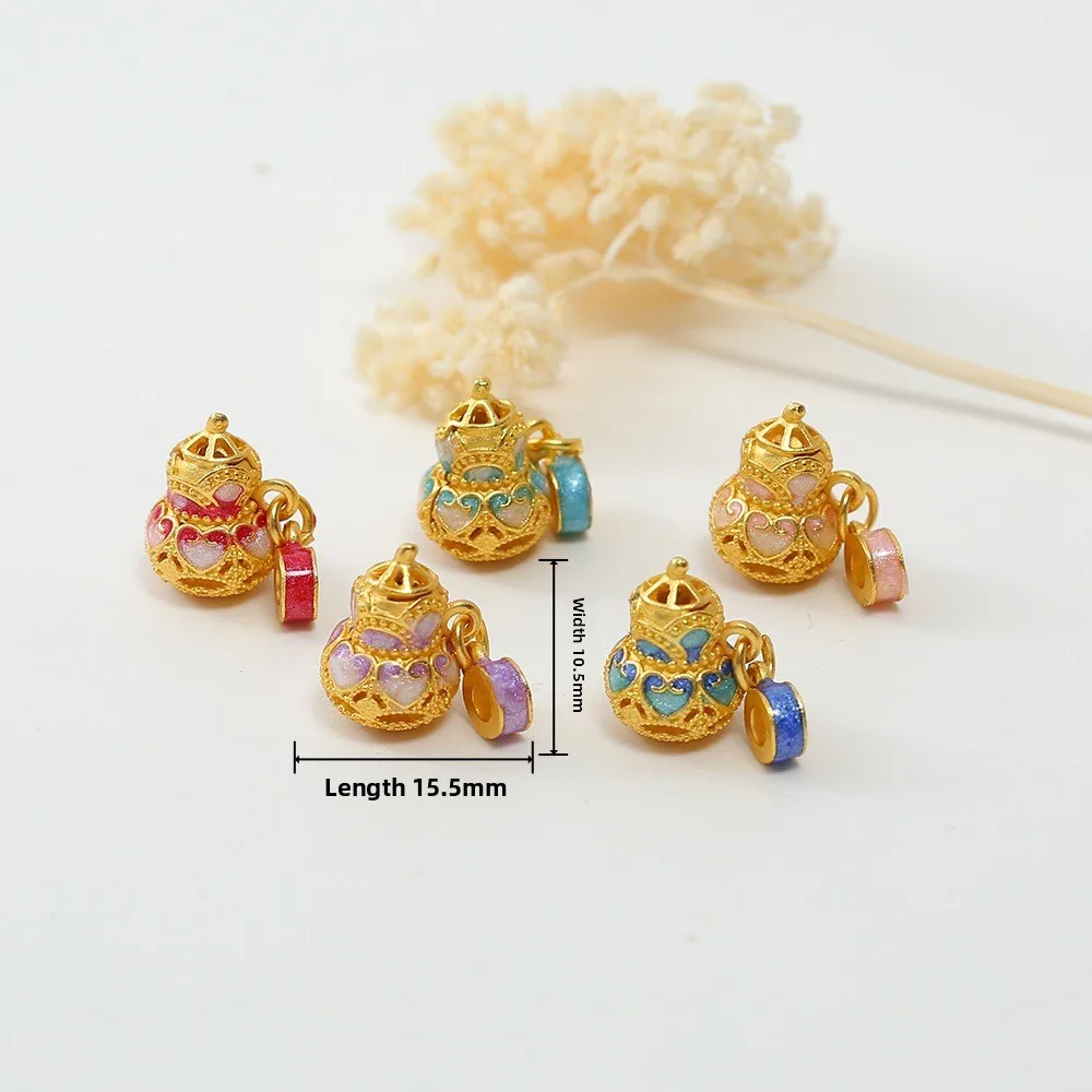 Chinese Traditional Lucky Blessing Gourd Lotus Enamel 3 Way Connector Charms For Diy Jewelry Making Necklace Bracelet Pendant