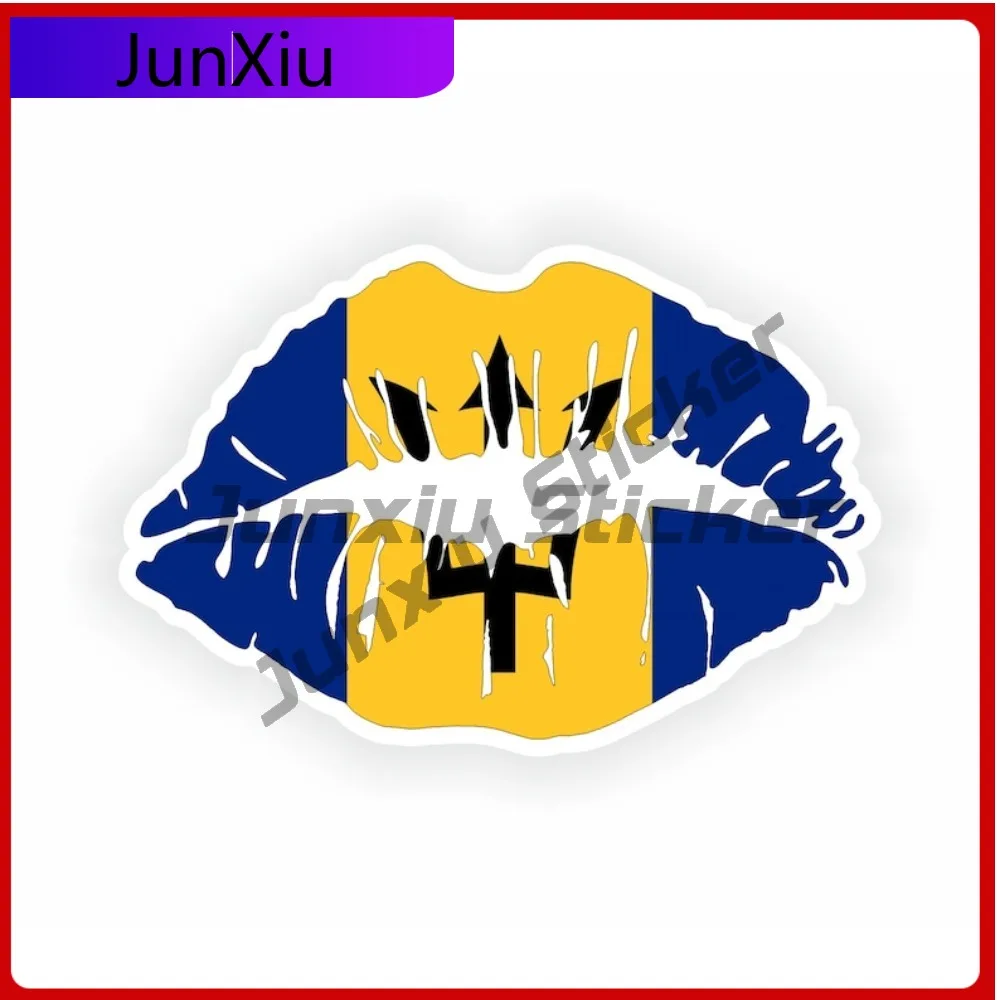 

Barbados Flag Emblem Lips Vinyl Decals Graphic Camper Decal Decoration Car Side Sticker Camping X500 Motorcycle Suv Cover Waterp