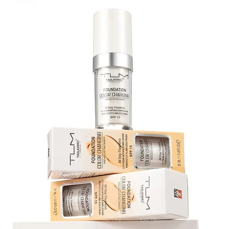 Protetor solar de base líquida de mudança quente, controle de óleo duradouro, fácil de aplicar, maquiagem, à prova d'água, portátil