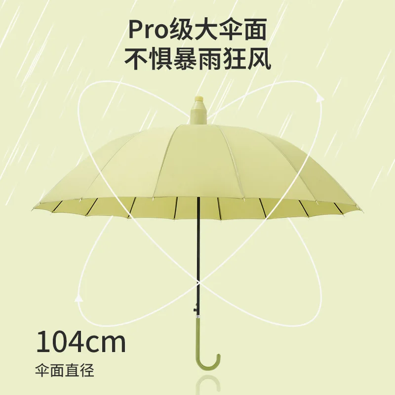 Wind Resistant Long Handle Umbrella with Curved Hook, Waterproof Cover, Large Business Straight Pole Umbrella