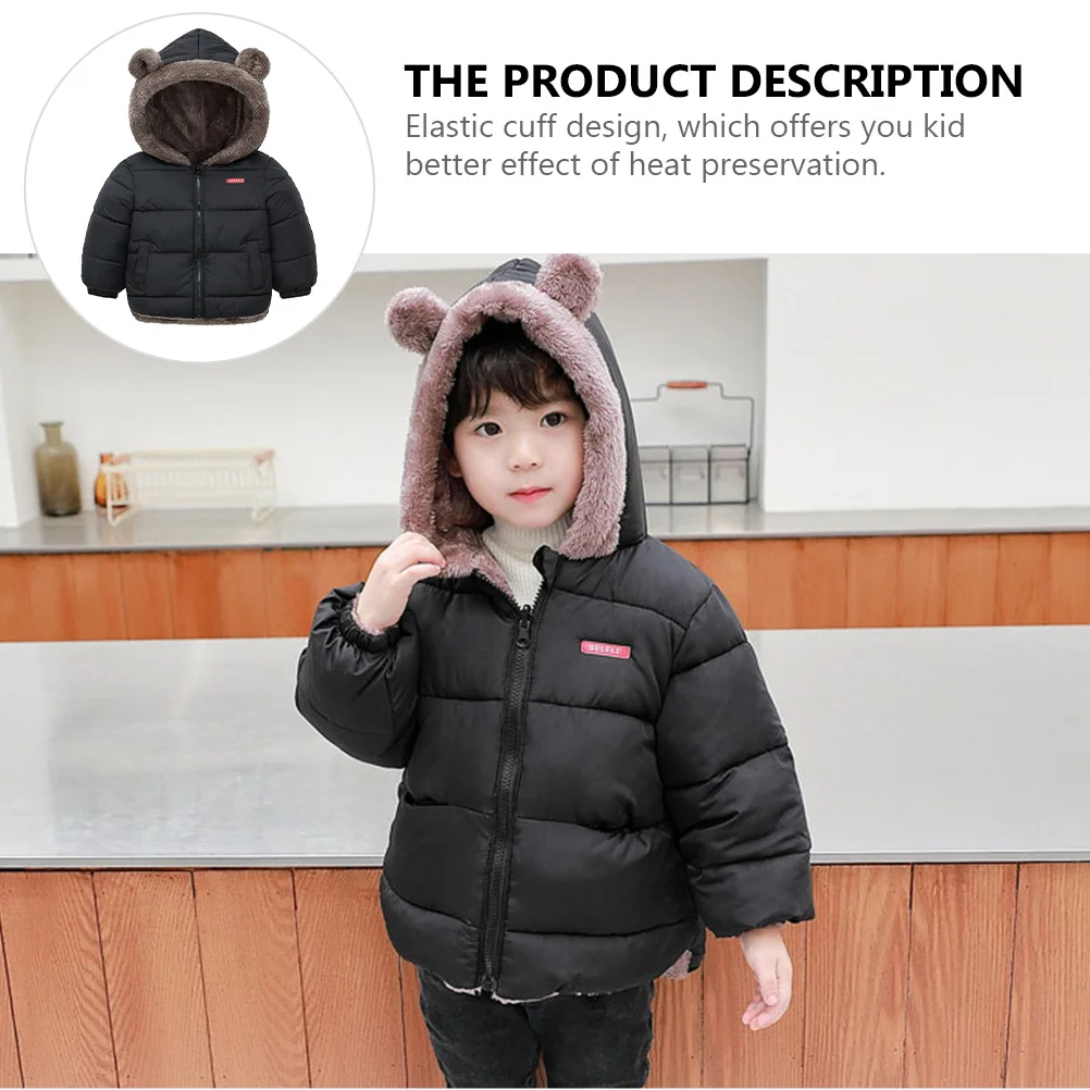1 個子供冬コートパッド入り綿暖かいフード付きジャケット弾性袖口肥厚アウターカジュアル日常着子供服