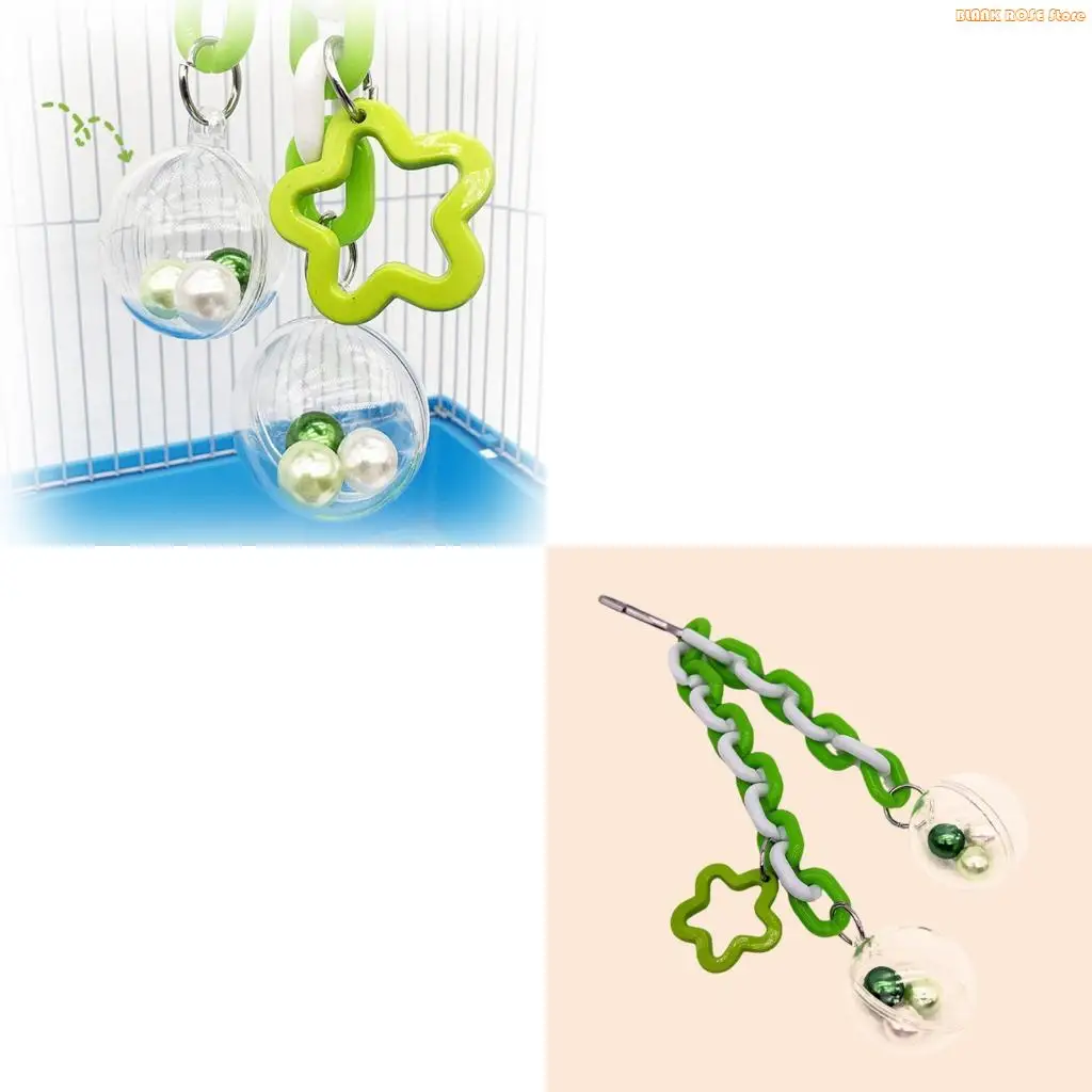 K1AE Bird Cage Hanging Ball Toy With Colorful Beads For Parrots Chewing and Climbing Enrichment Toy for Pet Bird Cage Decors