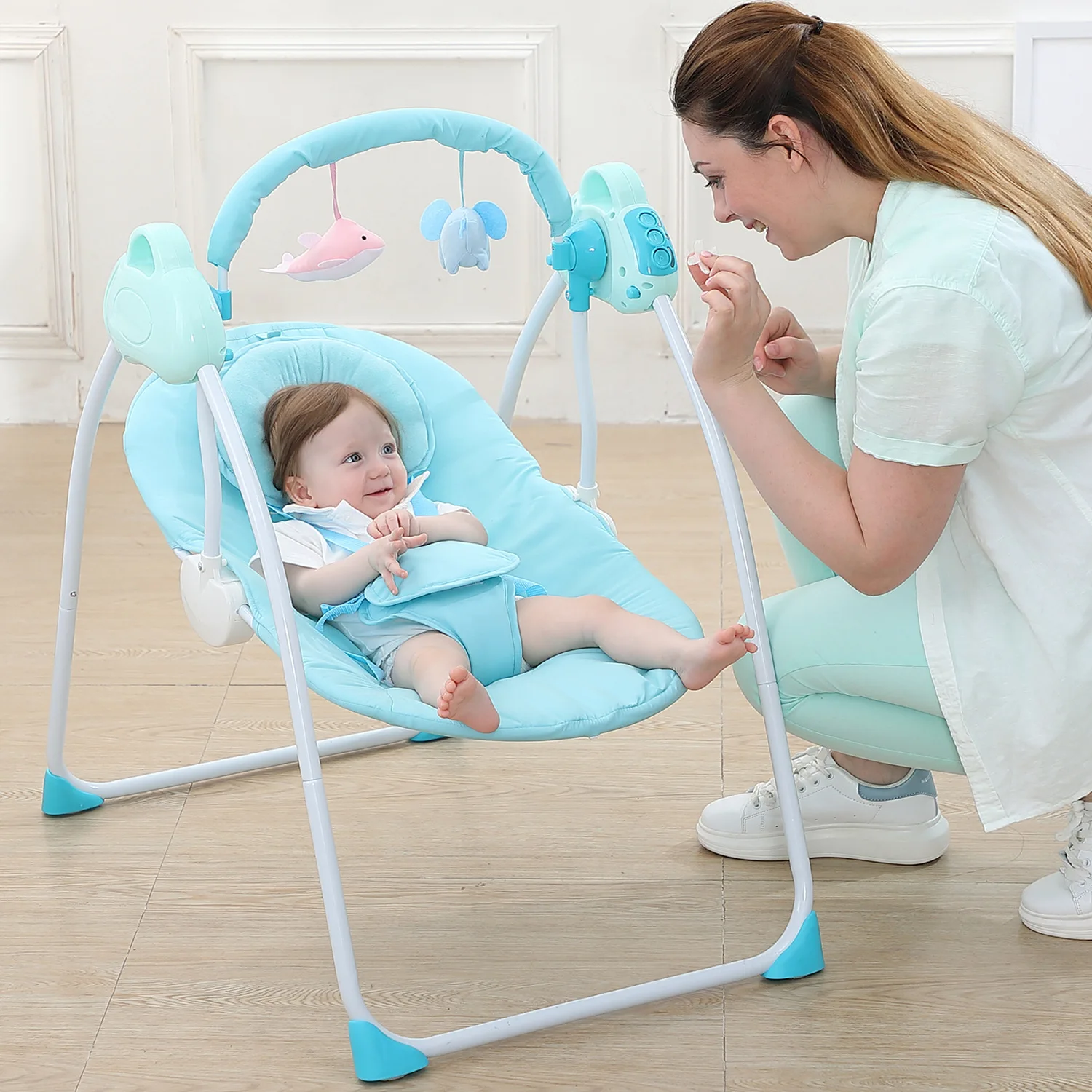 Baby Smart Electric Rocking Chair Rocking Bed Cradle Crib Rocking Chair Sleeping Basket Coaxing Sleep Baby New Large Space Crib