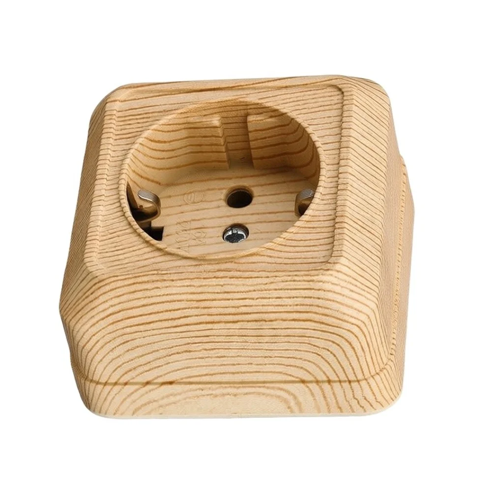 For Surface Mount Wall Socket Rated 250 V AC 16 A for Indoor Use Featuring Wood Line Design and Plastic Construction
