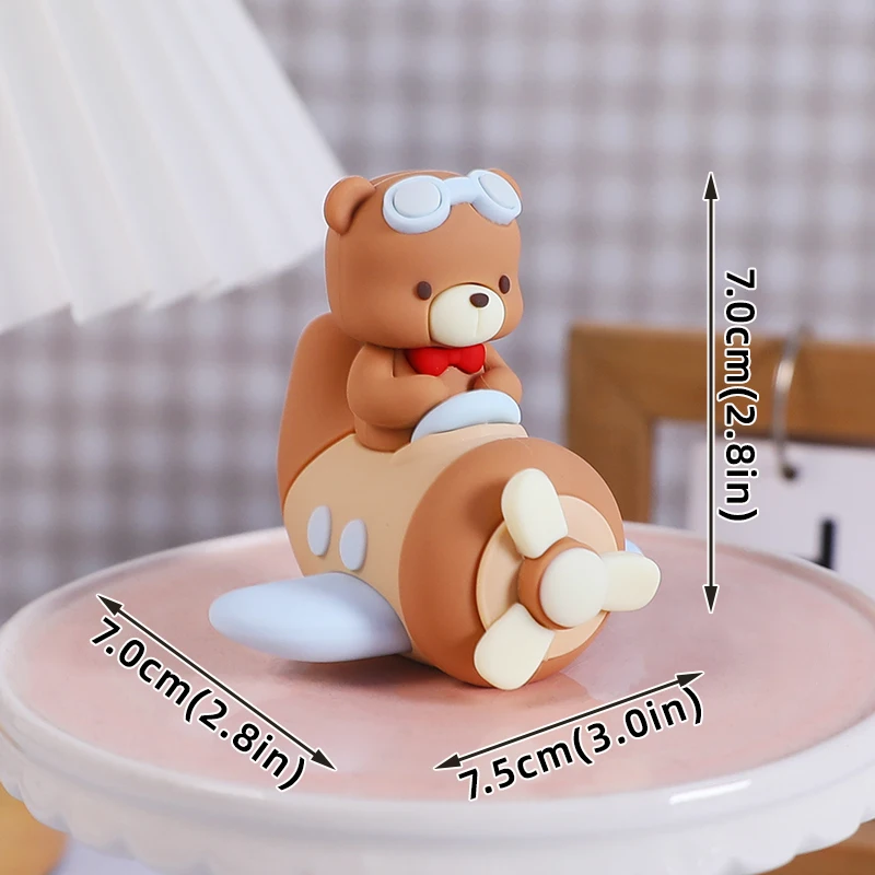 Flug Thema Kuchen Dekoration Cartoon Pilot Bär Luftballons Sterne für Kinder Junge Alles Gute zum 1. Geburtstag Kuchen Topper Baby Shower Party – Detail 3